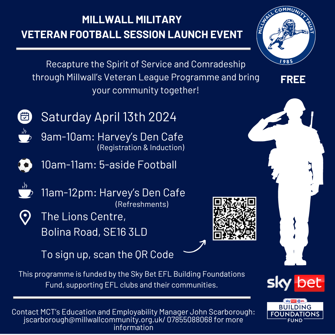 Millwall Military Veteran Football Session Launch Event